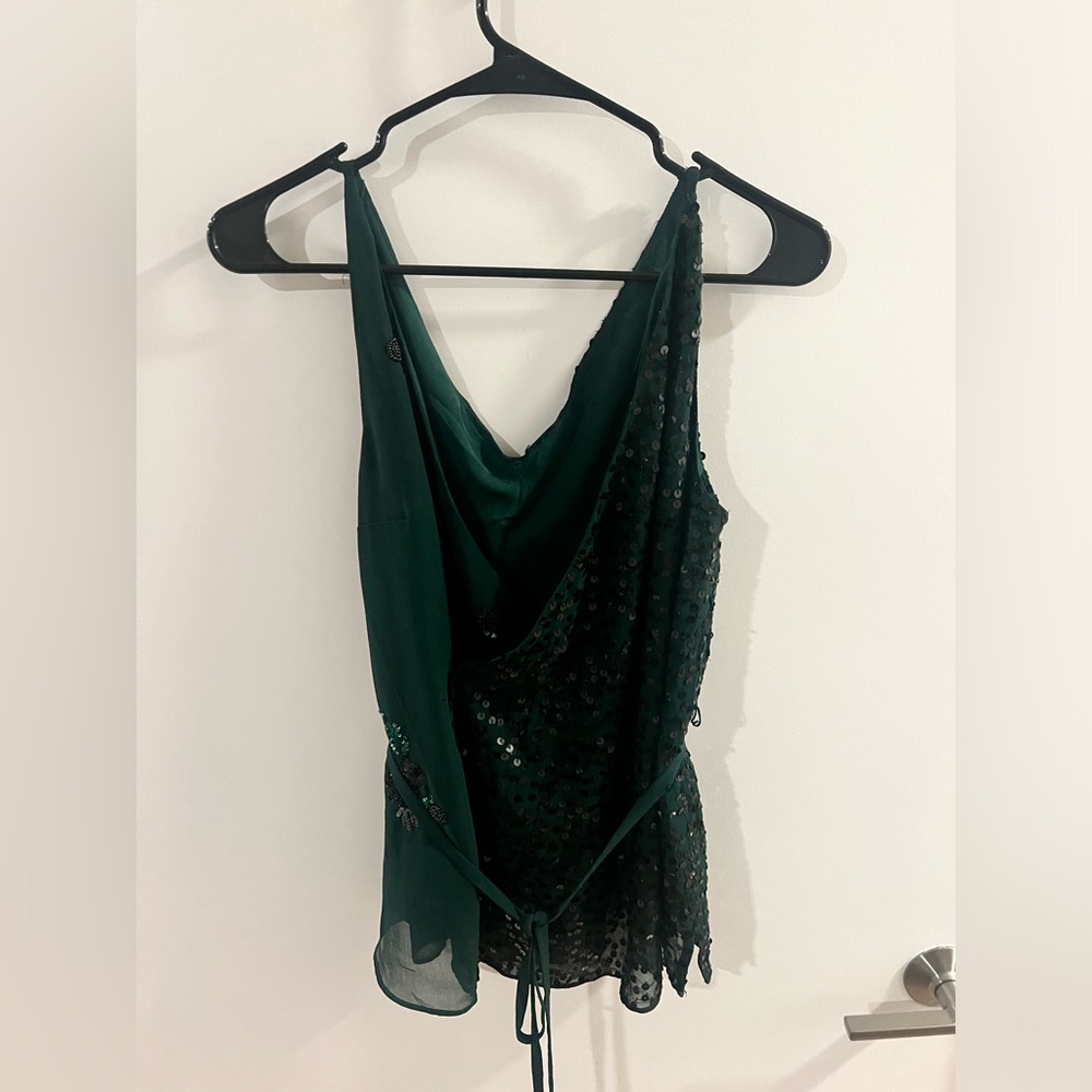 Green Beaded and Sequin Top